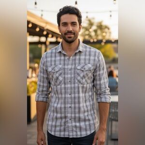 Urban Collection- Men's Plaid Long Sleeve Button Down Shirt